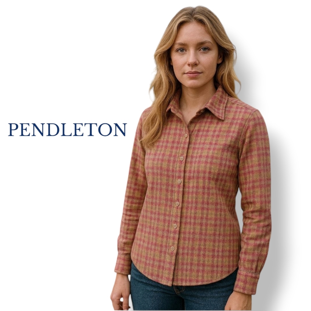 Pendleton Women's Virgin Wool Pink Plaid Shirt